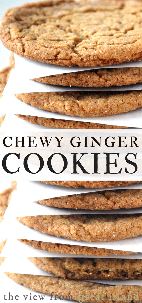 Chewy Ginger Cookies are the ultimate fall and holiday cookie, full of warm spices and molasses, they're crisp on the outside and nice and chewy inside. #cookies #holidaycookies #Christmascookies #gingercookies #dropcookies #easycookies #fallcookies #falldessert #holidaydessert #cookieexchange #gingerbread #recipe #molasses #spice #gingersnaps #easy