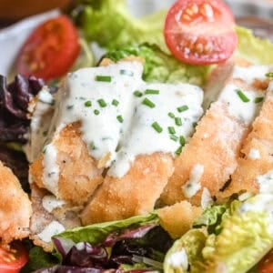 crispy chicken salad with lemony buttermilk dressing.