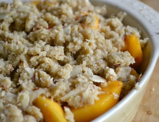 GLUTEN FREE PEACH AND ALMOND CRISP 