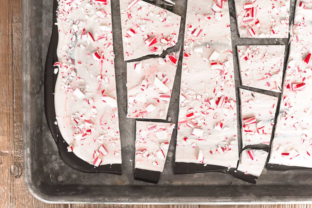 peppermint bark, broken into pieces.