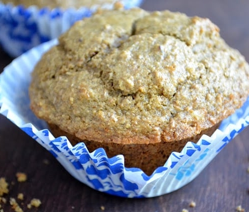A healthy multi grain raisin walnut bran muffin