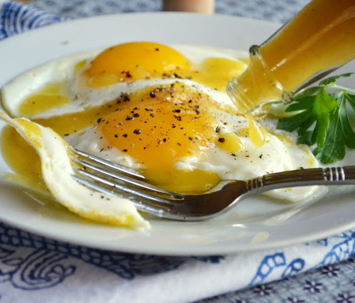 Homemade Habanero Hot Sauce on eggs