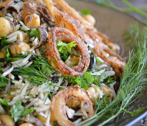 Wild rice with chickpeas