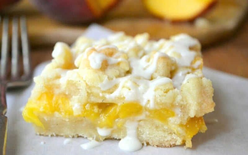 Jack Daniels Peach Pie Bar, dripping with glaze.