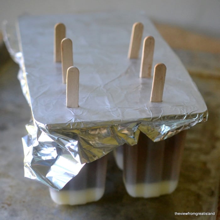 Photo of Iced Coffee Popsicles in a popsicle mold.