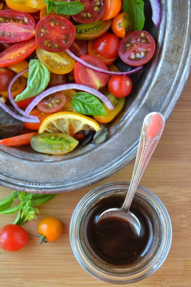Ottolenghi's tomato lemon salad with pomegranate allspice dressing.