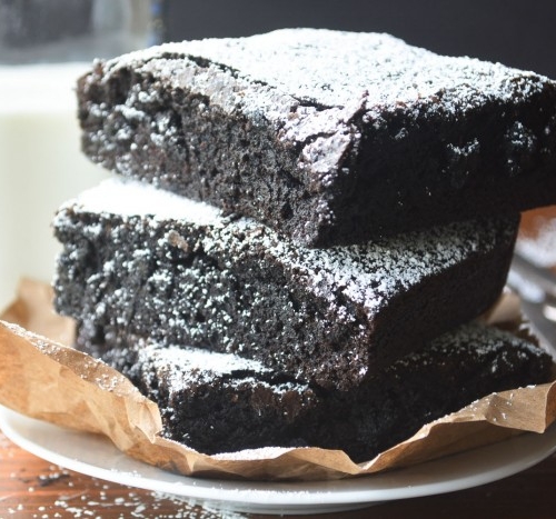 A stack of giant sized brownies