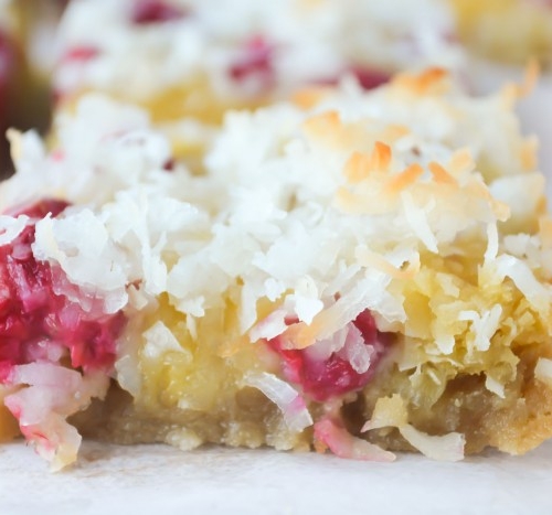 raspberry coconut squares
