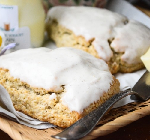 banana walnut scones with browned butter glaze
