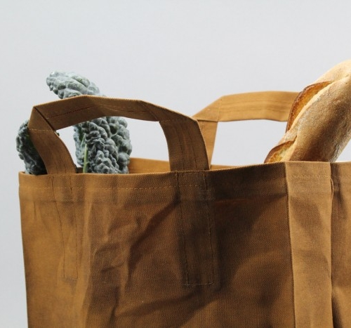Italic waxed canvas market bag