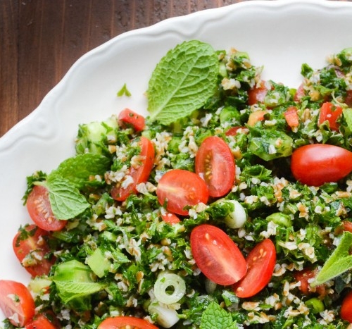 bulgar wheat and parsley make up a wonderful Tabouleh Salad