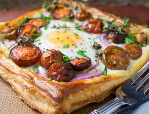 TOMATO AND EGG PUFF PASTRY TARTS 