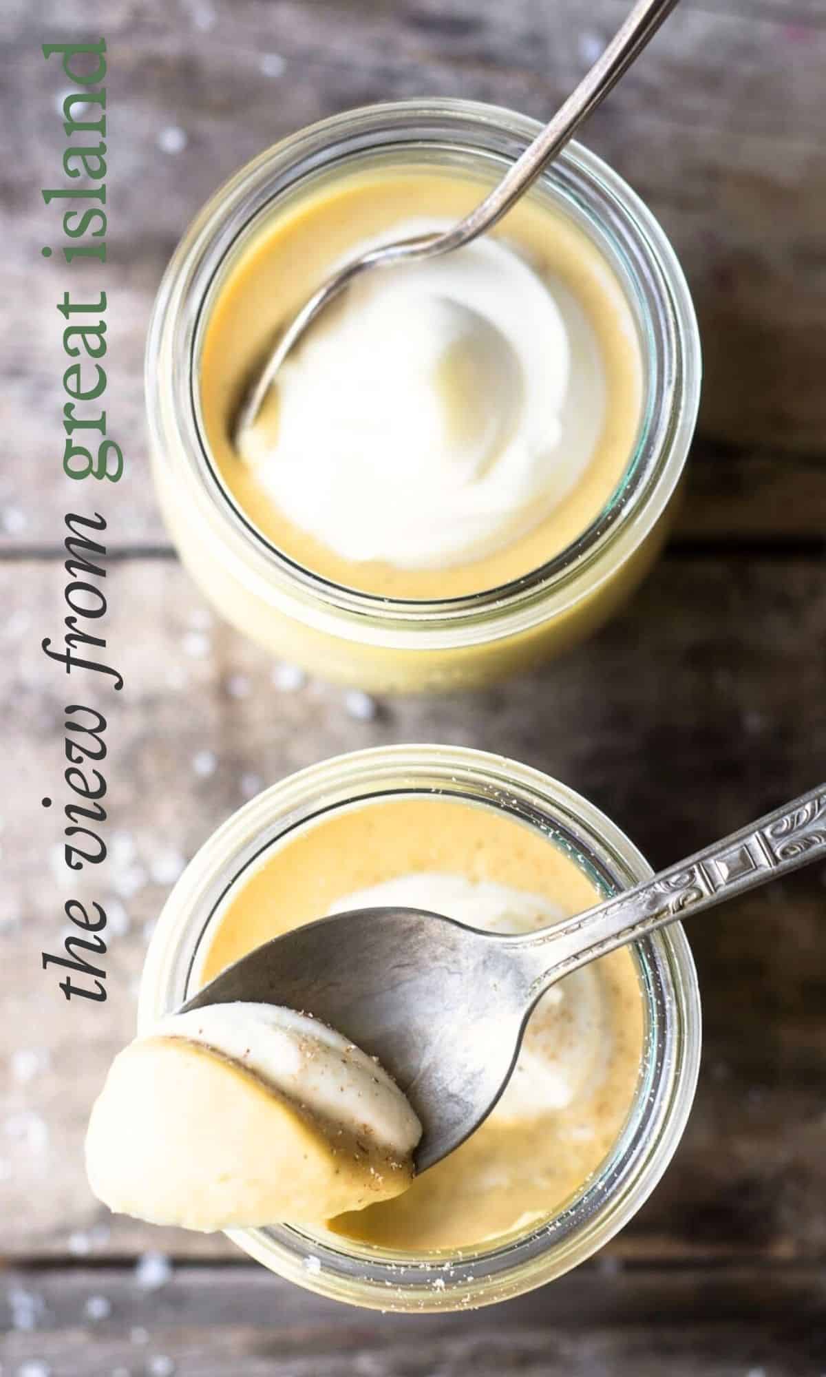 Salted Maple pot de Creme with whipped cream
