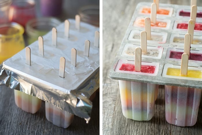 Rainbow Striped Smoothie Popsicles