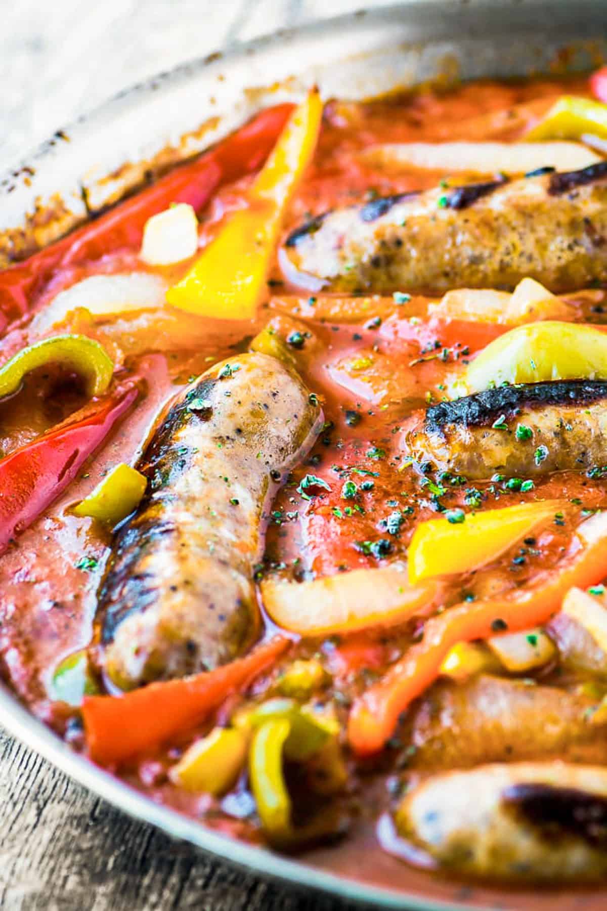 Southern Italian sausage and peppers in tomato sauce.