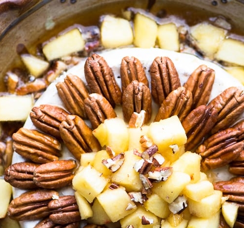 Baked Brie with Apples, Pecans, and Maple Syrup