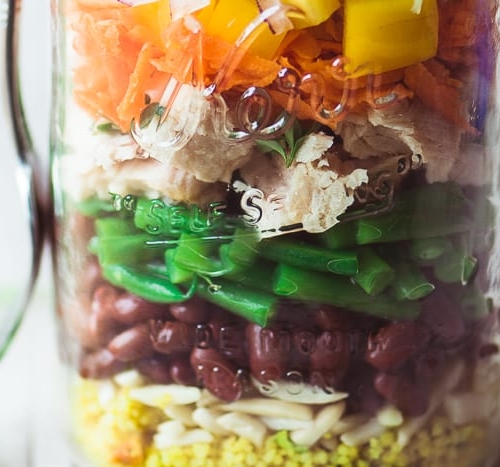 Healthy and colorful Tuna Salad Mason Jars ~ theviewfromgreatisland.com