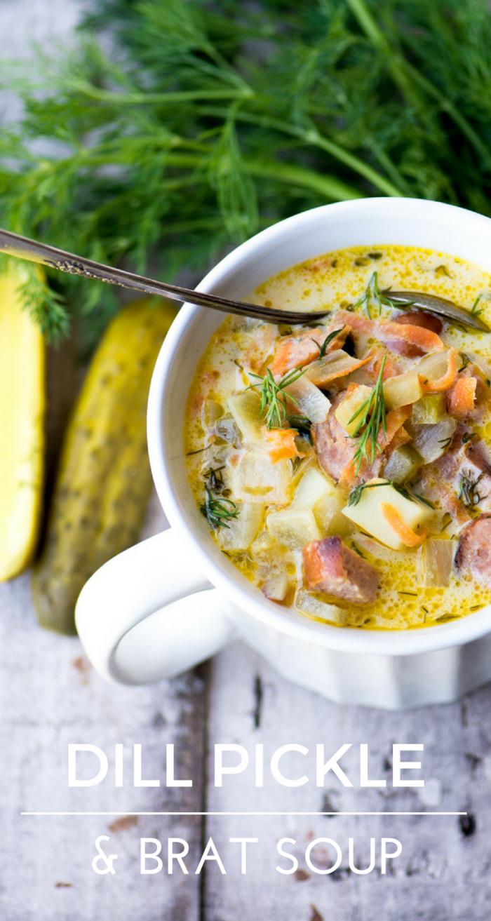 Dill Pickle and Brat Soup