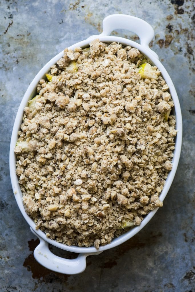 pear crisp read for the oven