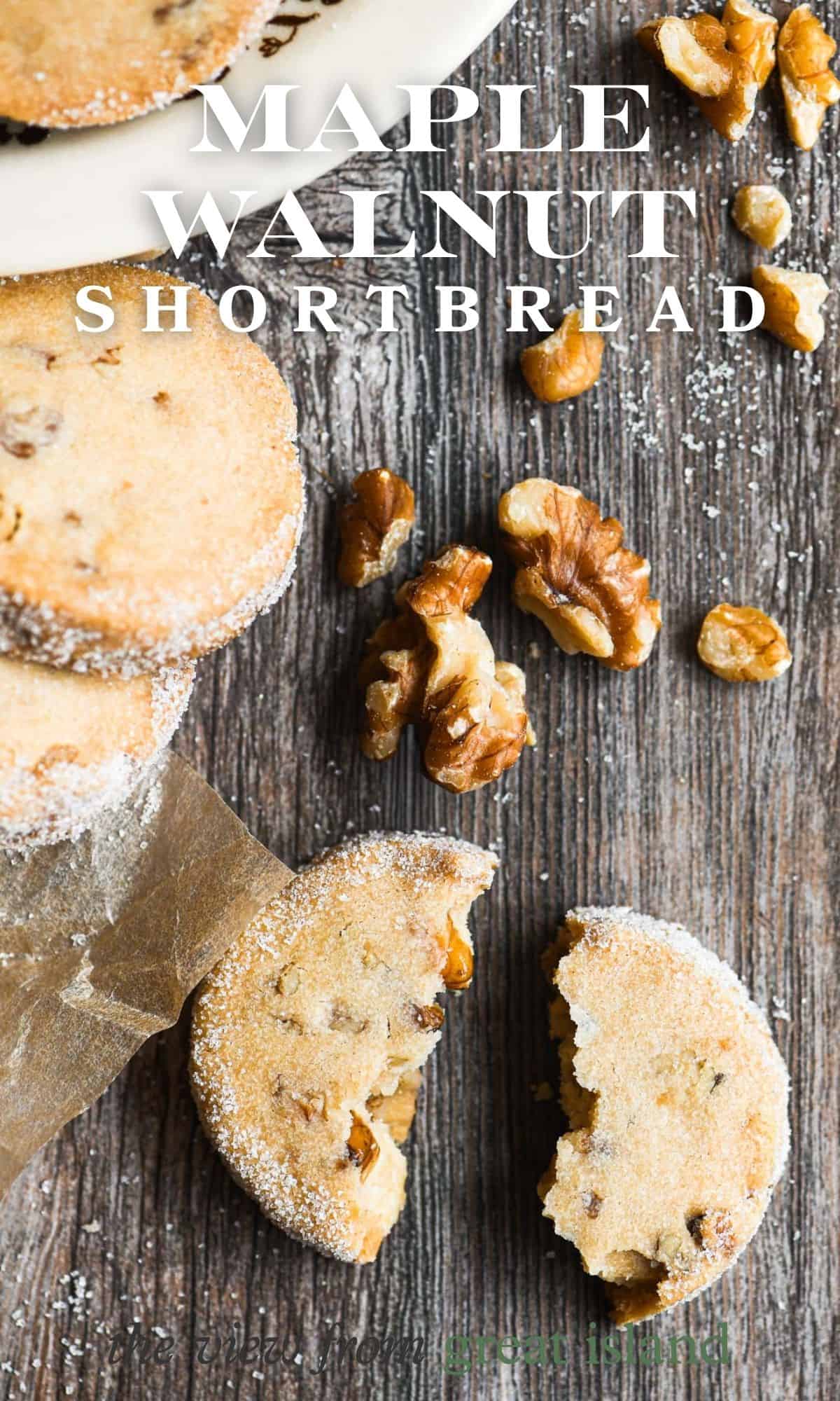 maple walnut shortbread cookies pin