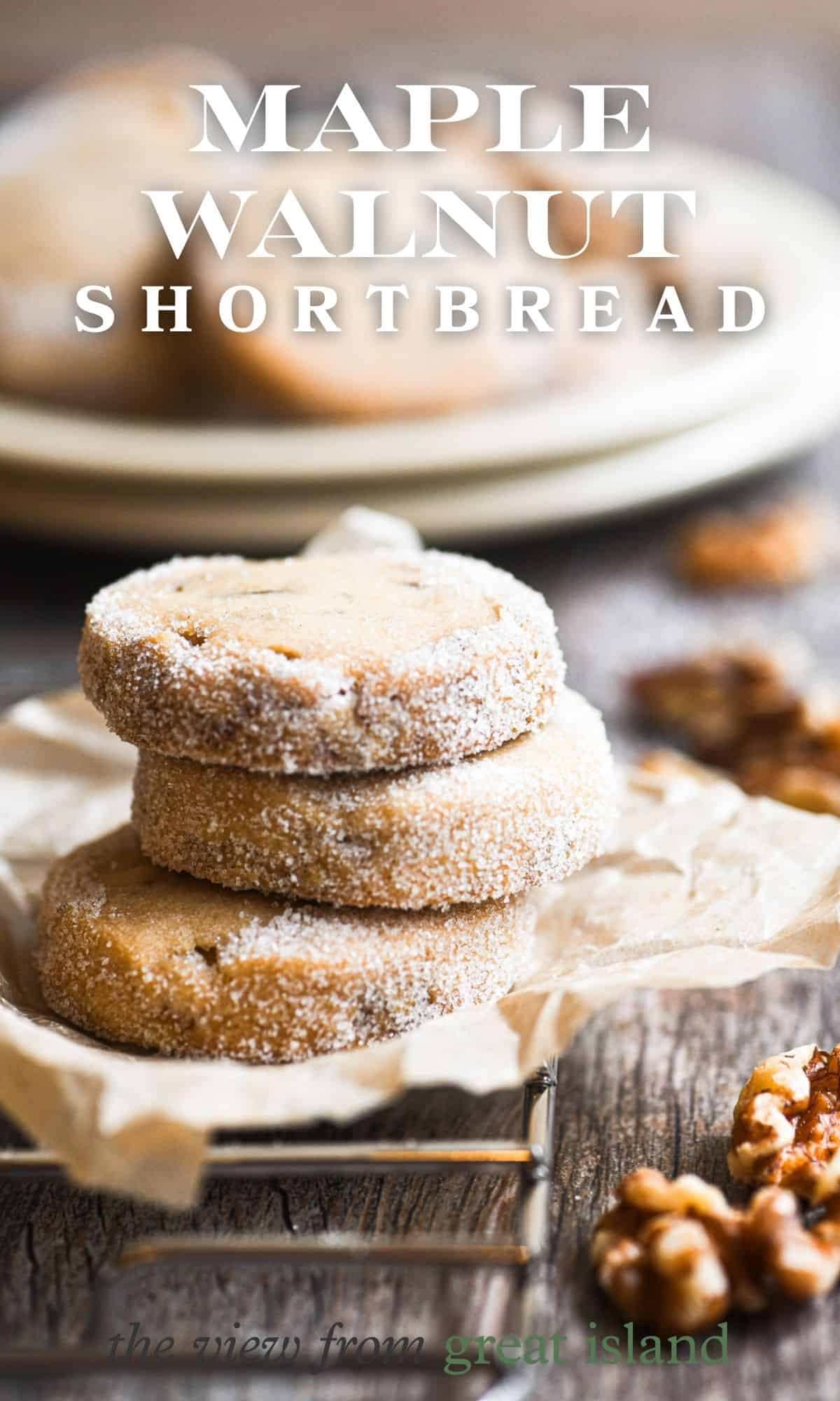 maple walnut shortbread cookies pin