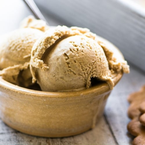 gingerbread ice cream in a small bowl