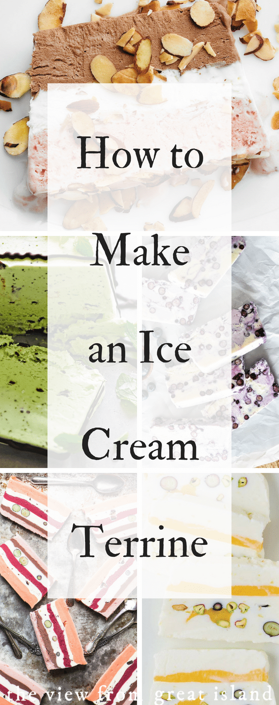 How to make an Ice Cream Terrine ~ layered ice cream desserts are fun and easy to do, create your own customized ice cream cake in a few easy steps! #icecream #icecreamcake #bomb #terrine #striped #frozen #homemade #iceboxcake #semifreddo #frozenyogurt #sorbet #sherbert #nobake #easy