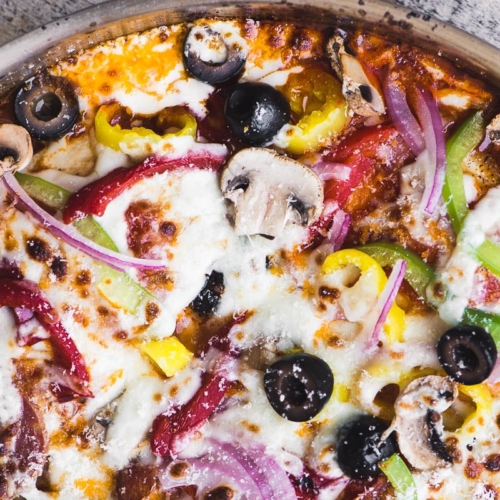 Pizza Supreme Chicken in a skillet