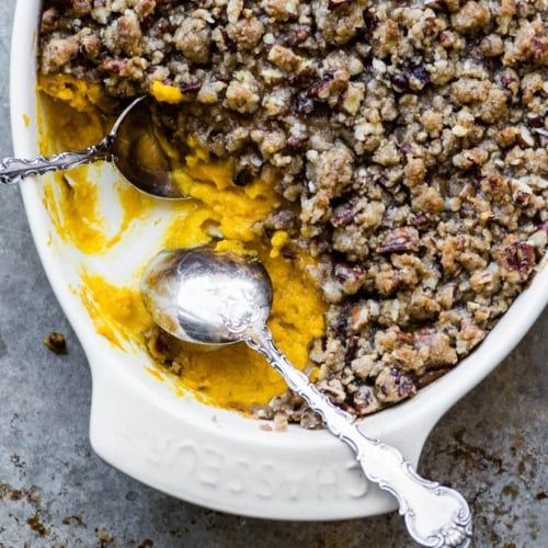 Butter Pecan Pumpkin Souffle with two spoons