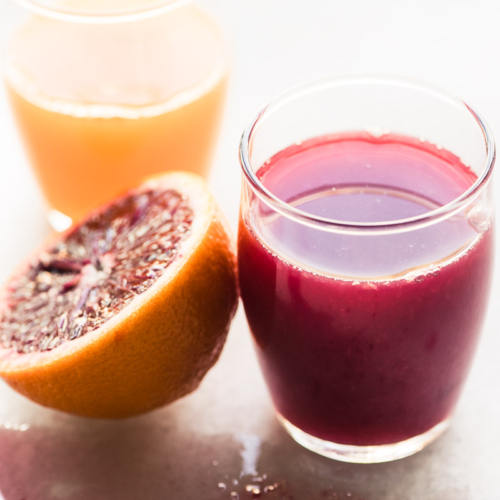 Blood orange and tangerine spremuta (Italian orange juice)