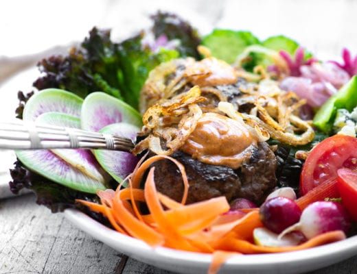 Burger Salad Bowl with Fork