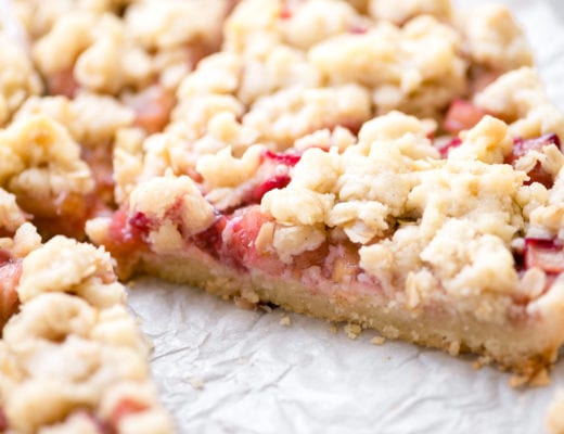 Rhubarb Vanilla Bean Shortbread Tart, sliced