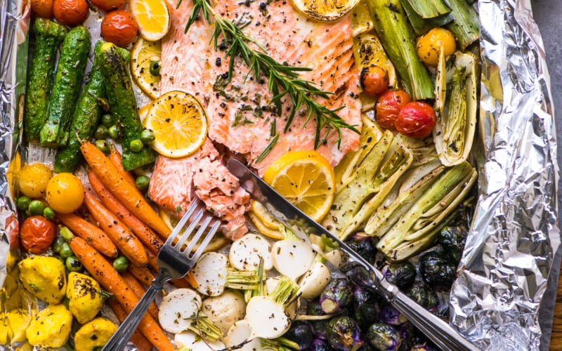Sheet Pan Salmon Primavera