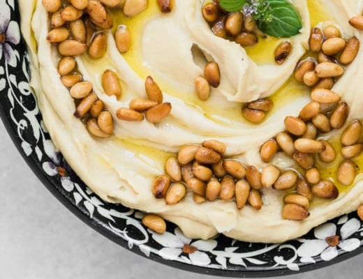 Instant Pot hummus with toasted pine nuts