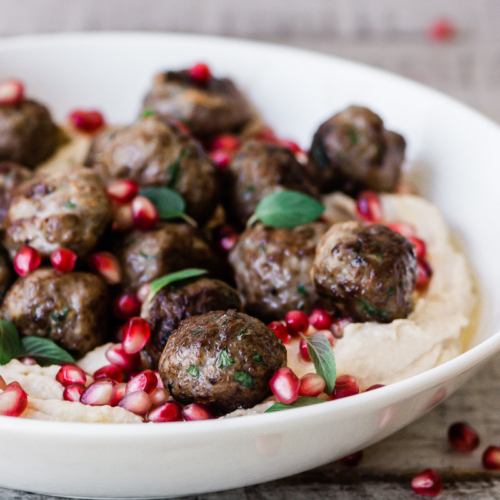 spiced lamb meatballs with hummus