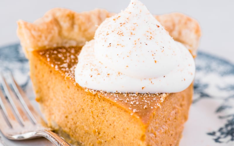 a slice of pumpkin pie