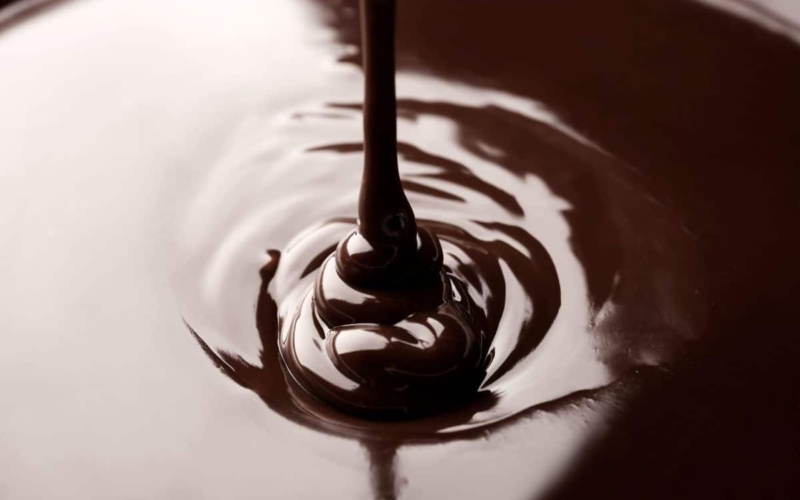 melting dark chocolate.