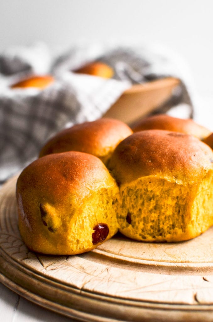 cranberry pumpkin dinner rolls.