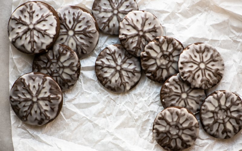 chocolate gingerbread stamped cookies
