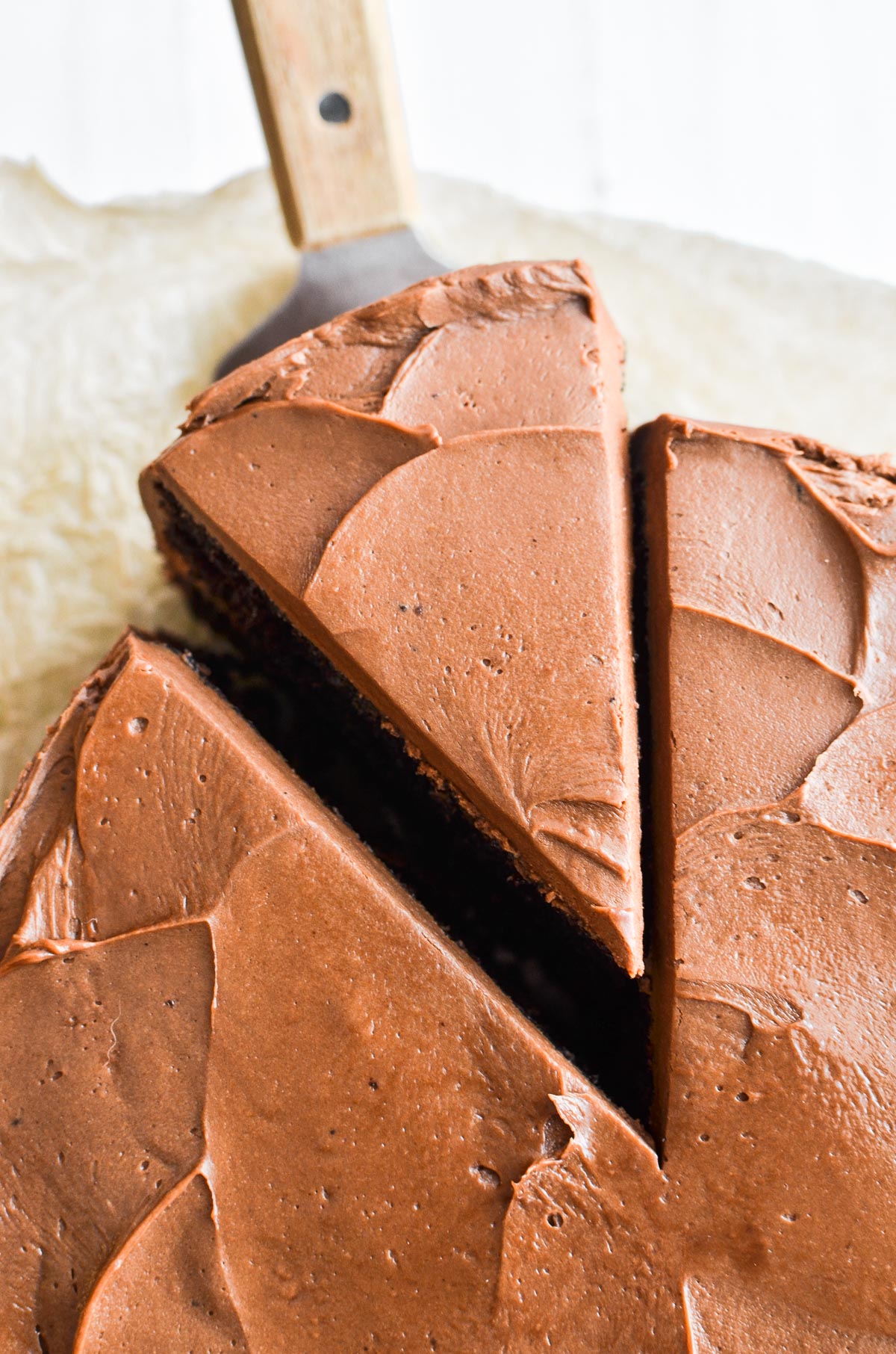 Serving a slice of Ina Garten's Chocolate Cake.