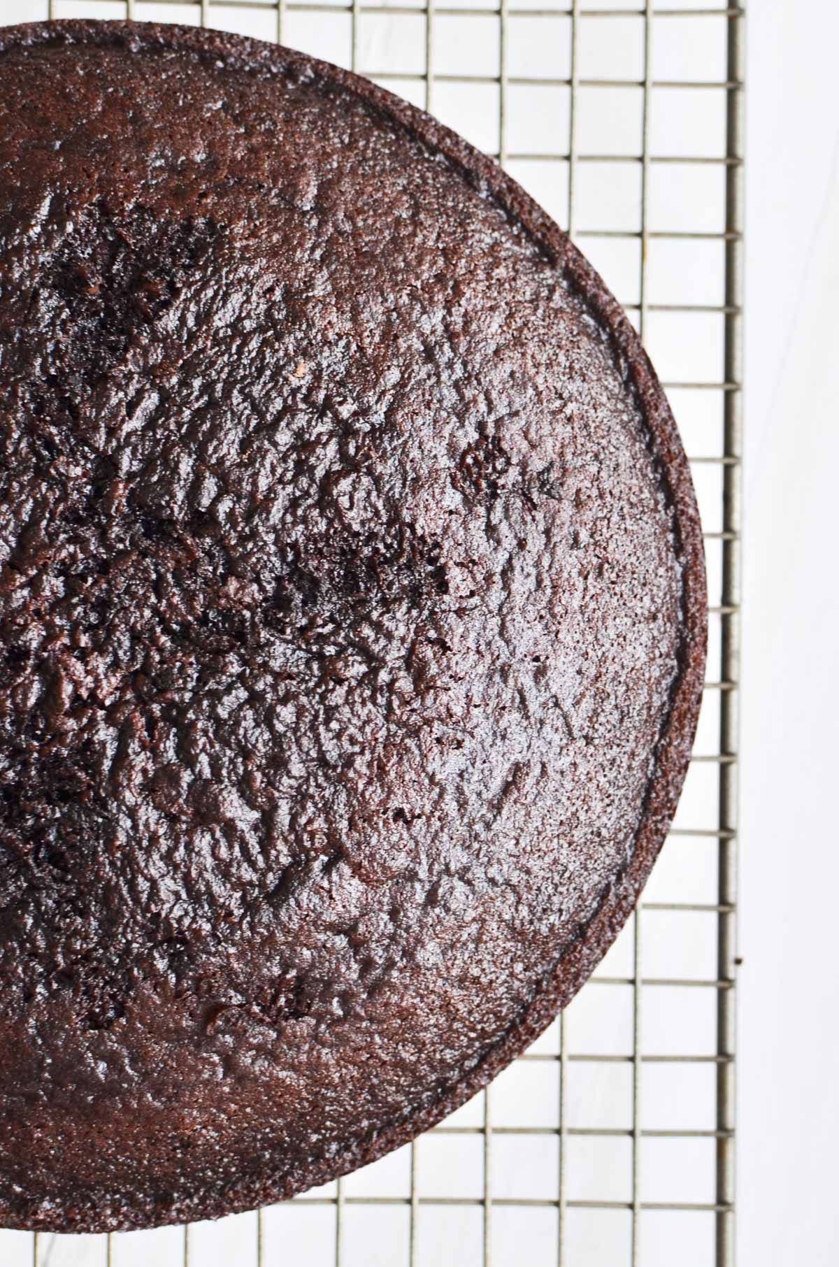 Ina Garten's Chocolate Cake cooling on a rack