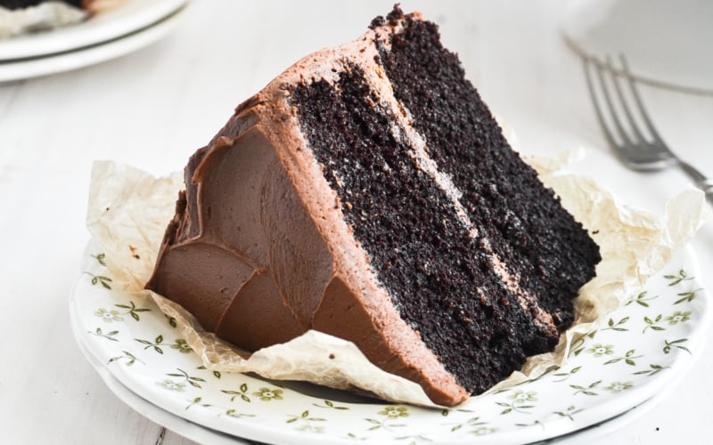 slice of chocolate layer cake