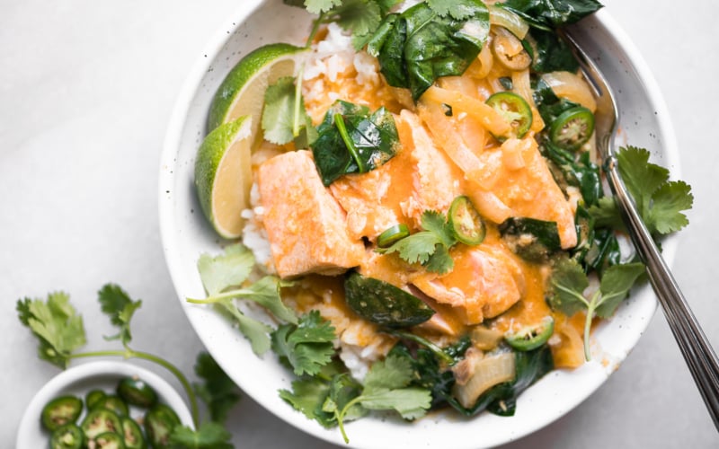 Salmon coconut curry