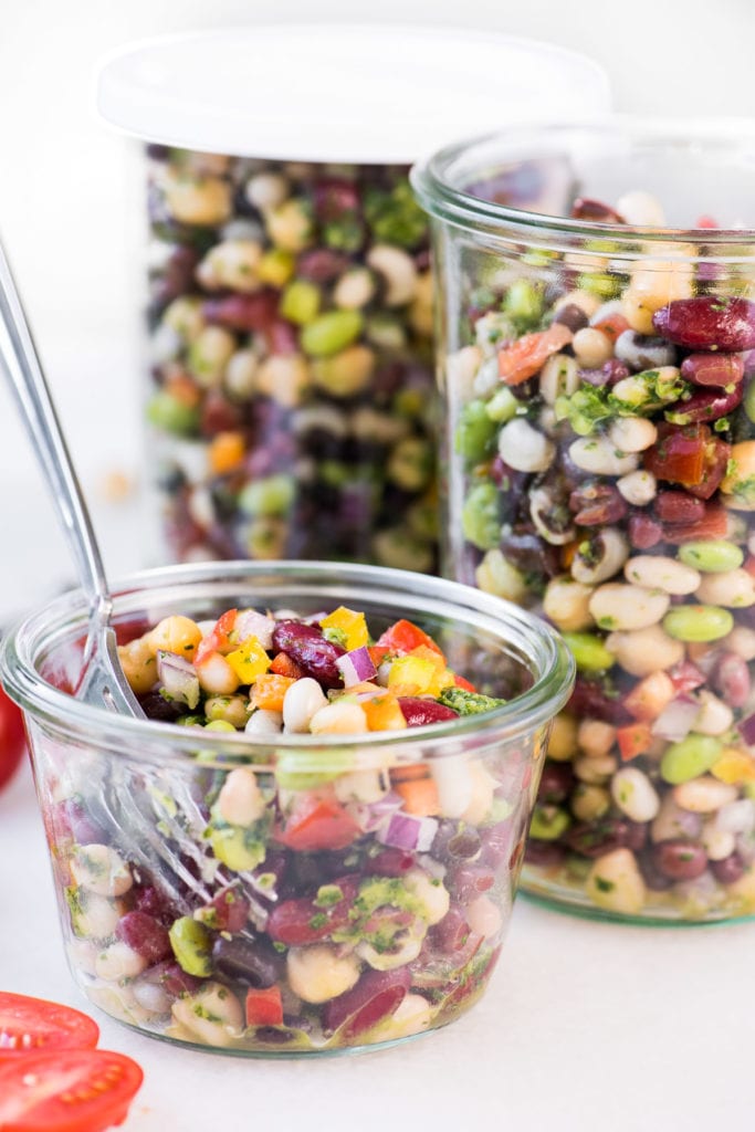 7 bean salad with chimichurri
