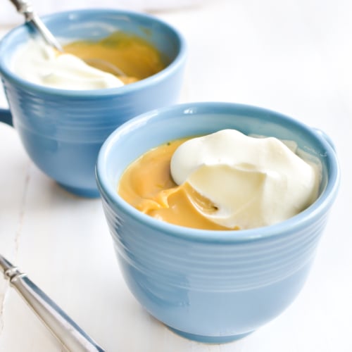 butterscotch pudding in tea cups