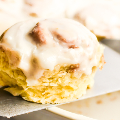 homemade cinnamon roll with icing