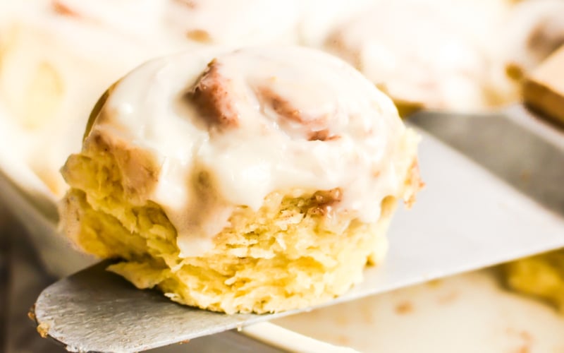 homemade cinnamon roll with icing