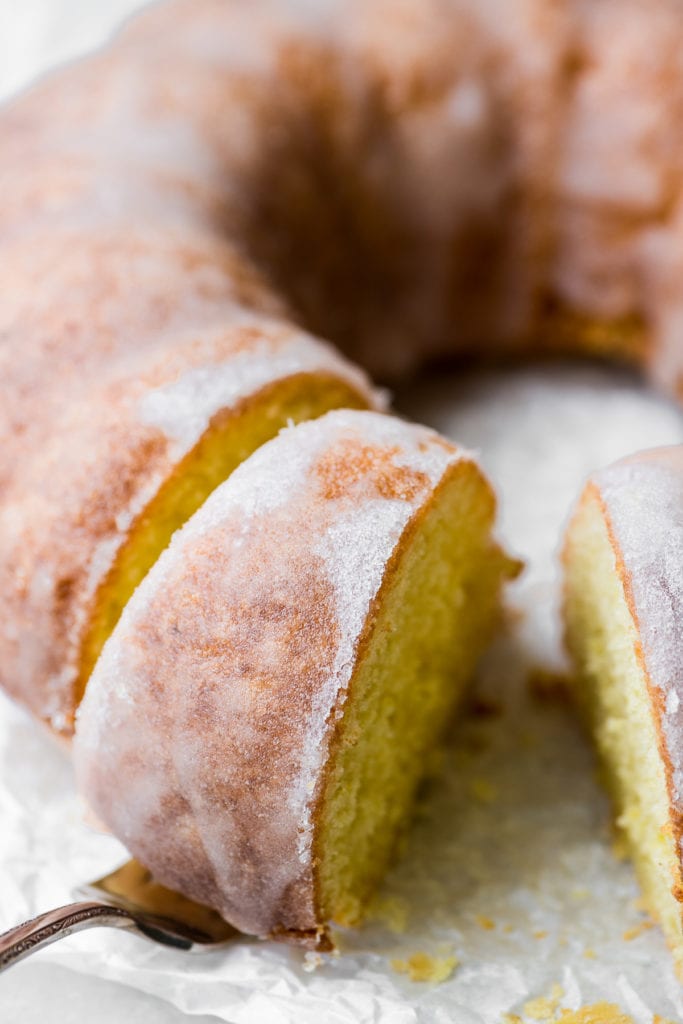 a slice of lemon drizzle cake