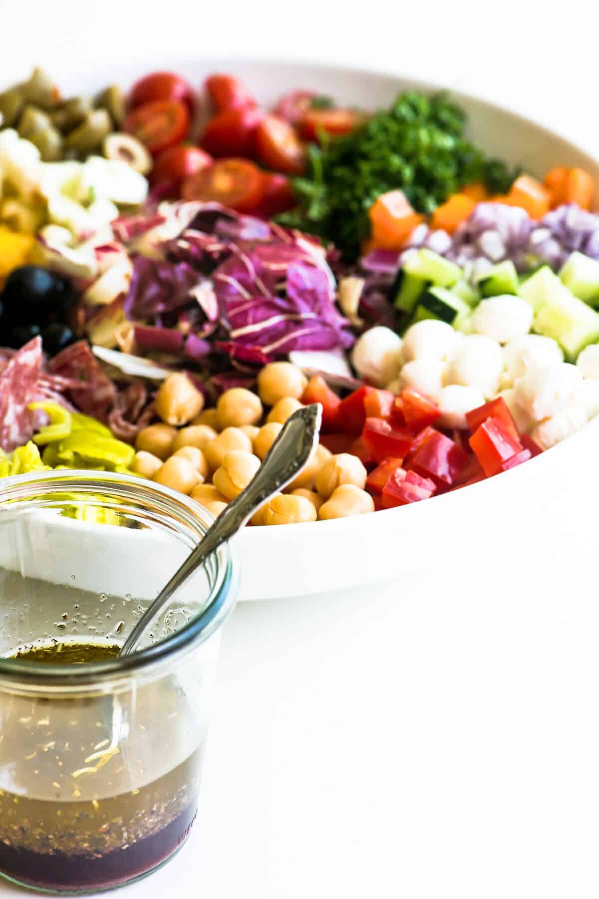 Italian salad with dressing.