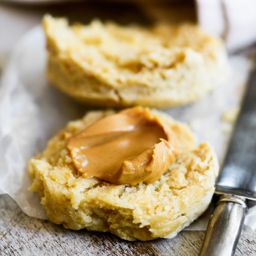 peanut butter biscuits topped with peanut butter